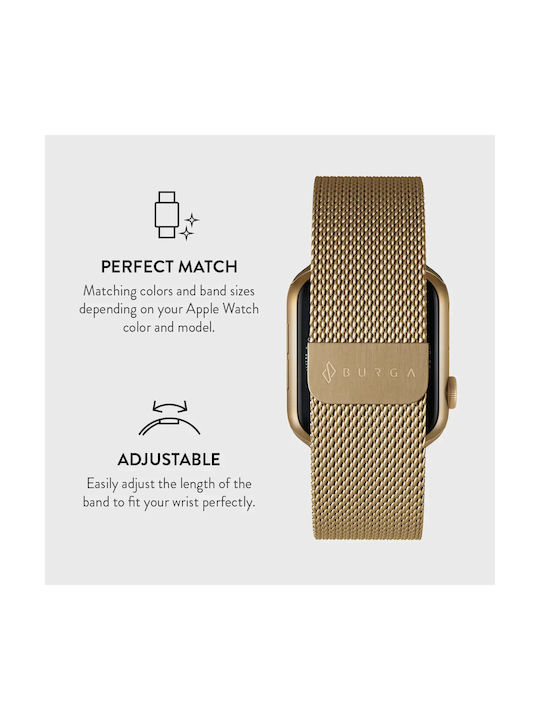 Burga Λουράκι Ανοξείδωτο Ατσάλι Χρυσό (Apple Watch 4/5/6/7/8/9/10/11 - SE (1/2/3)) Metal_WTCH_Gold_38-40mm - Image 3