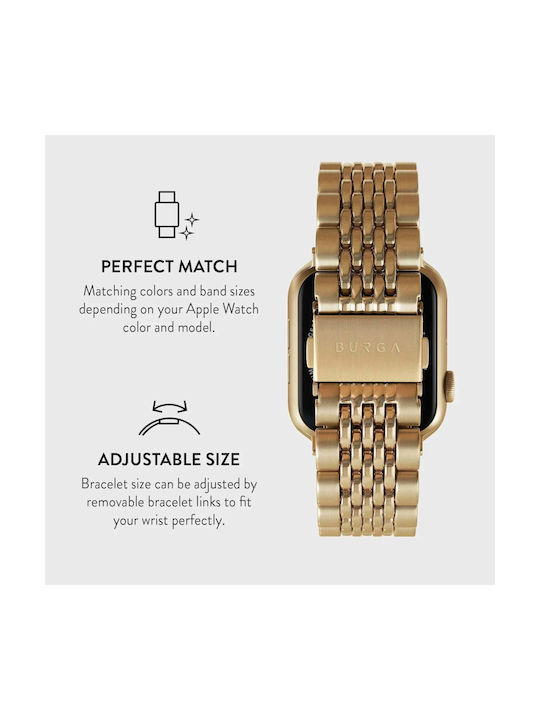 Burga Λουράκι Ανοξείδωτο Ατσάλι Χρυσό (Apple Watch 4/5/6/7/8/9/10/11, SE (1/2/3)) - Image 3