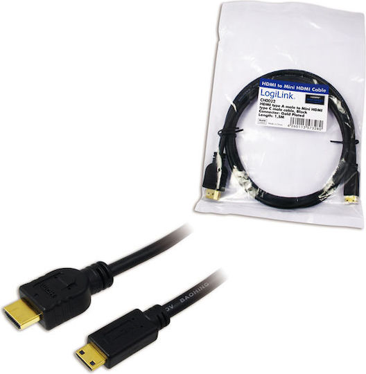 LogiLink CH0022 HDMI 1.4 Cable HDMI male - mini HDMI male 1.5m Μαύρο CH0022 - Image 2