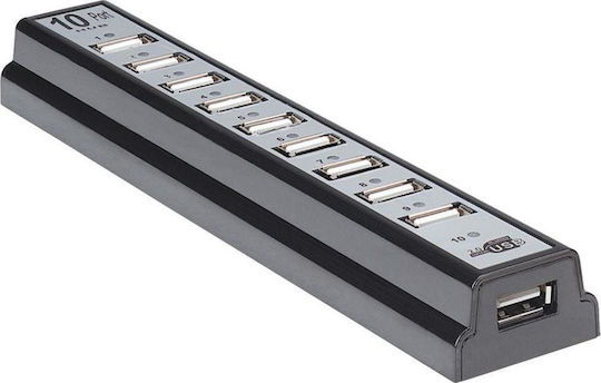 Manhattan IUSB2-HUB10 USB 2.0 Hub 10 Θυρών με σύνδεση USB-A και Εξωτερική Παροχή Ρεύματος (161572) - Image 2