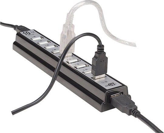 Manhattan IUSB2-HUB10 USB 2.0 Hub 10 Θυρών με σύνδεση USB-A και Εξωτερική Παροχή Ρεύματος (161572) - Image 3