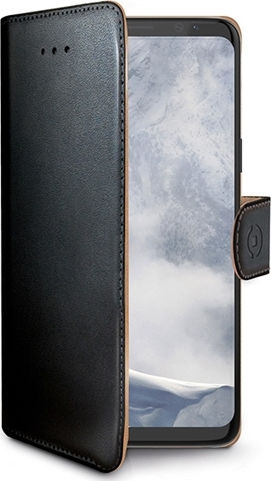 Celly Wally Book Δερματίνης Μαύρο (Galaxy S9+) WALLY791