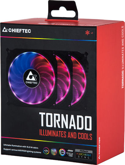 Chieftec CF-3012 RGB Case Fan 120mm με Σύνδεση 6-Pin 3τμχ - Image 2