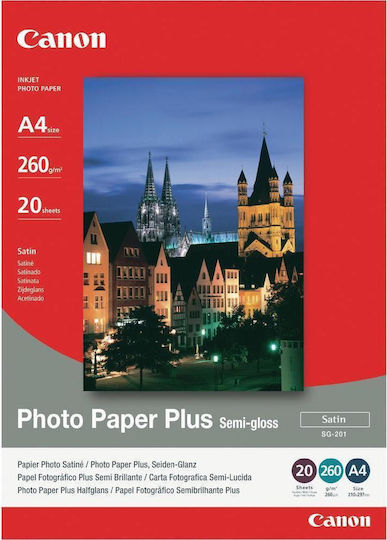 Canon SG-201 Φωτογραφικό Χαρτί Plus A4 (21x30) 260gr/m² για Εκτυπωτές Inkjet 20 Φύλλα (1686B021)
