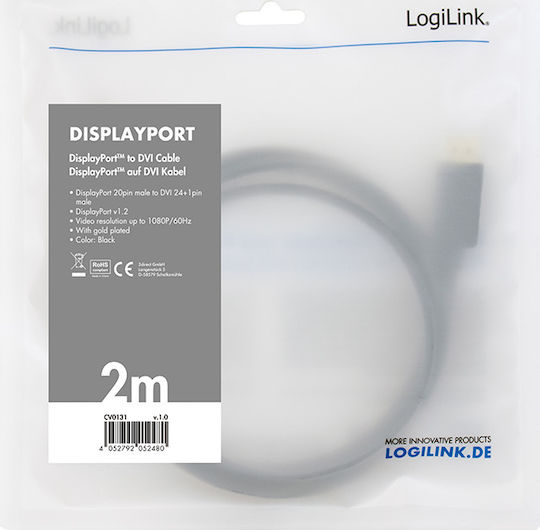 LogiLink Cable DVI-D male - DisplayPort male 3m (CV0132) - Image 3