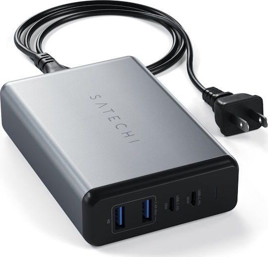 Satechi Βάση Φόρτισης με 2 Θύρες USB-A και 2 Θύρες USB-C 90W Power Delivery σε Γκρι χρώμα (ST-TC108WM) - Image 5