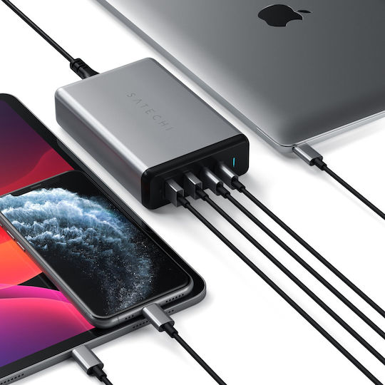 Satechi Βάση Φόρτισης με 2 Θύρες USB-A και 2 Θύρες USB-C 90W Power Delivery σε Γκρι χρώμα (ST-TC108WM) - Image 6