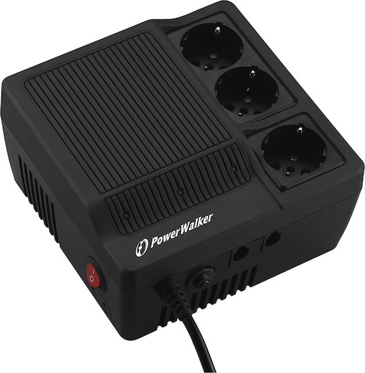 Powerwalker AVR 600 Compact Σταθεροποιητής Τάσης 600VA με 3 Πρίζες Ρεύματος