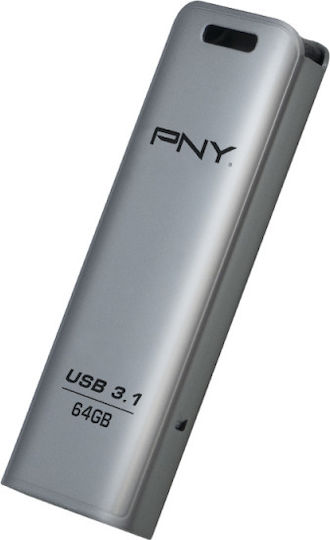PNY Elite Steel 64GB USB 3.1 Stick Ασημί - Image 2