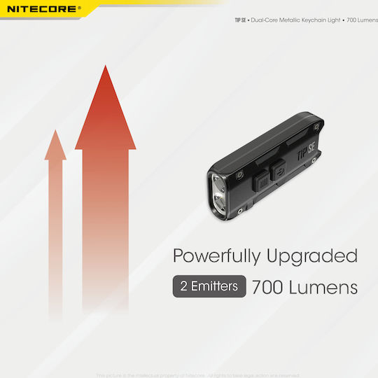NiteCore Επαναφορτιζόμενος Φακός Μπρελόκ LED IP54 με Μέγιστη Φωτεινότητα 700lm Tip SE Black 9110101066 - Image 4