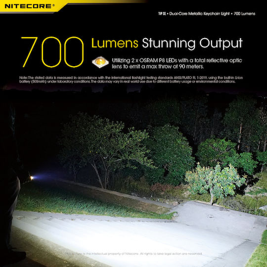 NiteCore Επαναφορτιζόμενος Φακός Μπρελόκ LED IP54 με Μέγιστη Φωτεινότητα 700lm Tip SE Black 9110101066 - Image 5