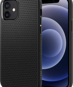Alternative view of Spigen Liquid Air Back Cover Σιλικόνης Μαύρο (iPhone 12 / 12 Pro) ACS01701