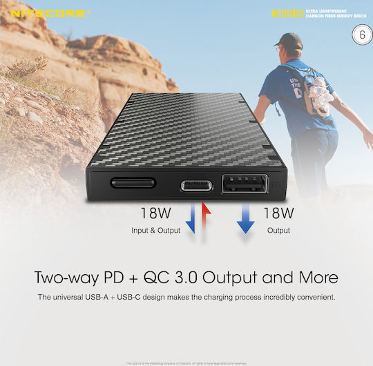 NiteCore NB10000 Power Bank 10000mAh με Θύρα USB-A και Θύρα USB-C Μαύρο - Image 11