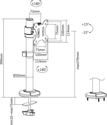 Digitus Universal Single Monitor Pole Mount DA-90397 - Image 9