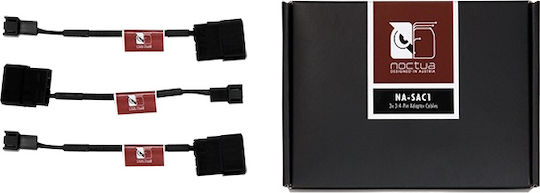Noctua Set 3 Pin Fan Sleeved Low Noise Adapter 4-Pin Molex - 4-Pin Molex Cable 0.11m Μαύρο