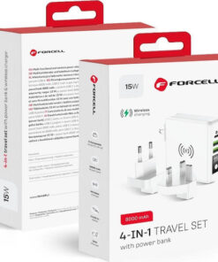 Forcell Multifunction 4in1 Wireless Power Bank 8000mAh 15W με 2 Θύρες USB-A και Θύρα USB-C Λευκό