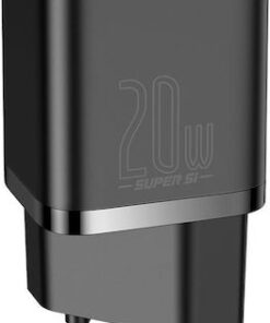 Alternative view of Baseus Φορτιστής με Θύρα USB-C και Καλώδιο USB-C - Lightning 20W Power Delivery Μαύρος (Super Si)