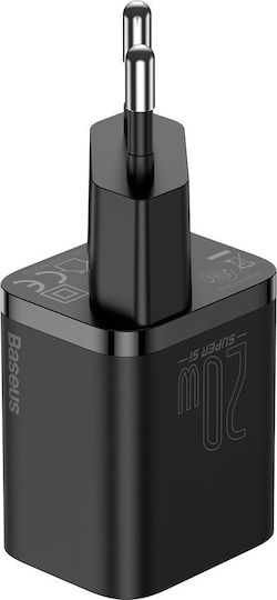 Baseus Φορτιστής με Θύρα USB-C και Καλώδιο USB-C - Lightning 20W Power Delivery Μαύρος (Super Si) - Image 4