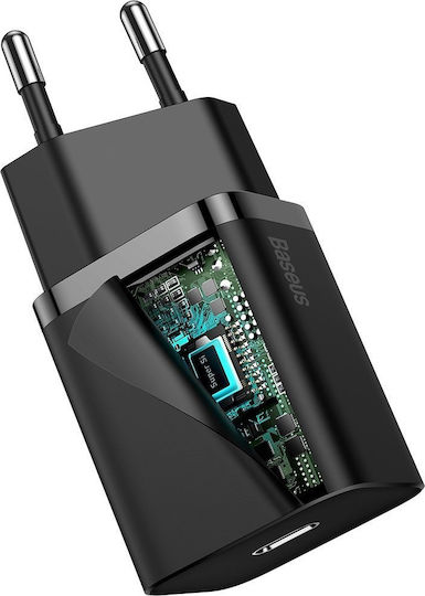 Baseus Φορτιστής με Θύρα USB-C και Καλώδιο USB-C - Lightning 20W Power Delivery Μαύρος (Super Si) - Image 5
