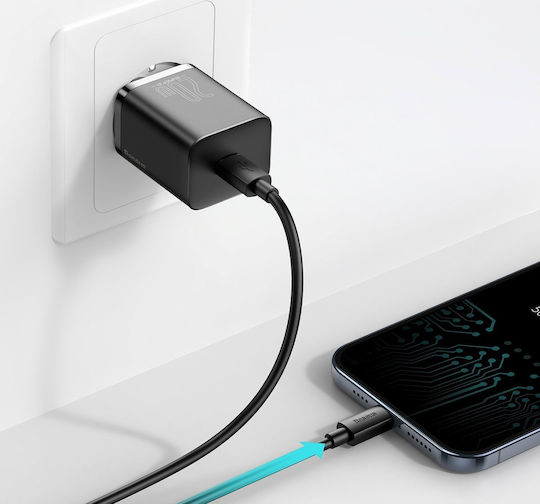 Baseus Φορτιστής με Θύρα USB-C και Καλώδιο USB-C - Lightning 20W Power Delivery Μαύρος (Super Si) - Image 8