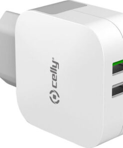 Celly Φορτιστής Χωρίς Καλώδιο με 2 Θύρες USB-A Λευκός (TC2USBTURBO)