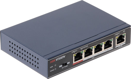 Hikvision DS-3E0505P-E Unmanaged L2 PoE+ Switch με 4 Θύρες Gigabit (1Gbps) Ethernet - Image 2