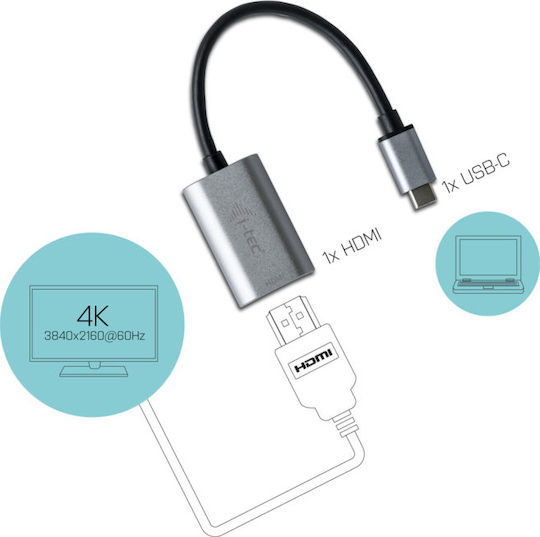 i-tec Μετατροπέας HDMI female σε USB-C male Γκρι (C31METALHDMI60HZ) - Image 3
