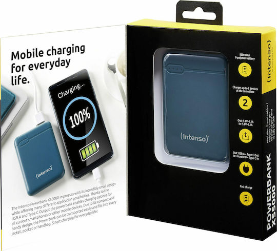 Intenso XS Power Bank 5000mAh με Θύρα USB-A και Θύρα USB-C Πετρόλ - Image 3