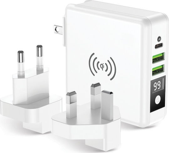 Forcell Multifunction 4in1 Wireless Power Bank 8000mAh 15W με 2 Θύρες USB-A και Θύρα USB-C Λευκό - Image 2
