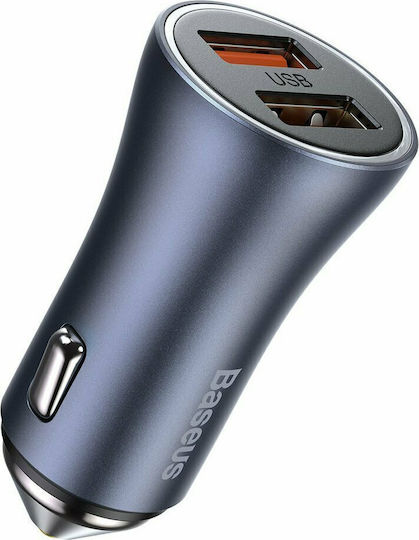 Baseus Φορτιστής Αυτοκινήτου 40W 5A Γρήγορης Φόρτισης με Θύρες: 2xUSB μαζί με Καλώδιο Type-C Γκρι TZCCJD-A0G - Image 3