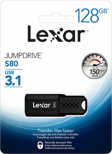 Lexar JumpDrive S80 128GB USB 3.1 Stick Μαύρο