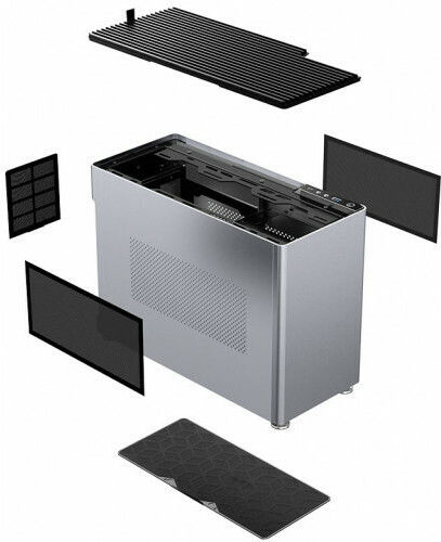 Jonsplus i100 Pro Aluminum Alloy Mini Tower Κουτί Υπολογιστή με Πλαϊνό Παράθυρο Ασημί - Image 5