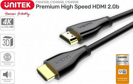 Unitek HDMI 2.0 Cable HDMI male - HDMI male 3m Μαύρο C1049GB - Image 2