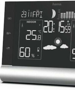 HAMA Black Line Plus 00186418 Ασύρματος Μετεωρολογικός Σταθμός Ψηφιακός Επιτραπέζιος Μαύρος