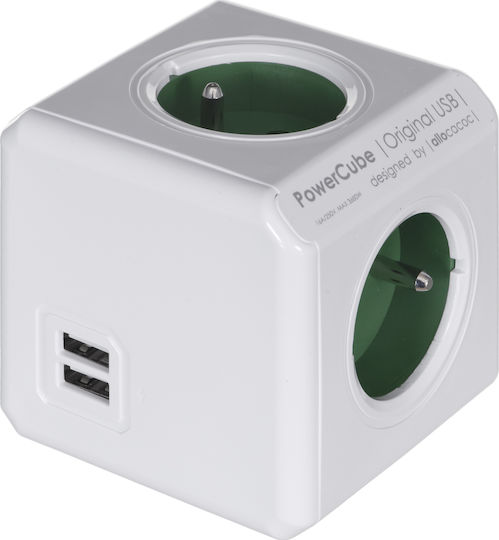 Allocacoc PowerCube 4 Θέσεων με 2 USB-A 2202GN/FROUPC - Image 2