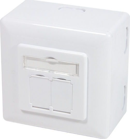 LogiLink Διπλή Εξωτερική Πρίζα Δικτύου RJ45 Τύπου Cat6 σε Λευκό Χρώμα NP0039A