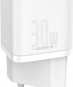 Baseus Φορτιστής Χωρίς Καλώδιο με Θύρα USB-C 30W Power Delivery Λευκός (Super Si)