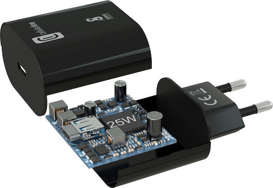 Cellular Line Φορτιστής Χωρίς Καλώδιο με Θύρα USB-C 25W Power Delivery Μαύρος (ACHSMUSBCPD25WK) - Image 3