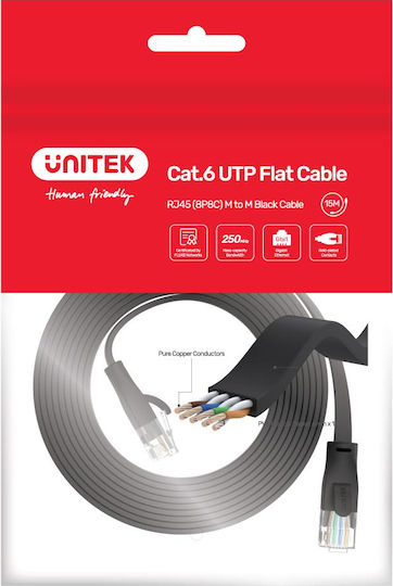 Unitek Flat U/UTP Cat.6 Καλώδιο Δικτύου Ethernet 1m Μαύρο 1τμχ C1809GBK - Image 4