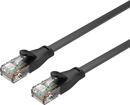 Unitek Flat U/UTP Cat.6 Καλώδιο Δικτύου Ethernet 1m Μαύρο 1τμχ C1809GBK