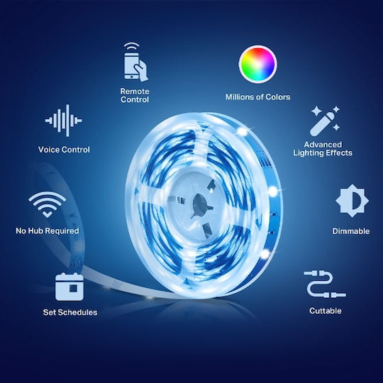 TP-LINK Smart Ταινία LED Wi-Fi 220V RGB Φως 5m με Τροφοδοτικό & WiFi Controller L900-5 - Image 8