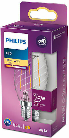 Philips Λάμπα LED 2W 97mm για Ντουί E14 και Σχήμα ST35 Θερμό Λευκό 250lm 929001238555 - Image 2