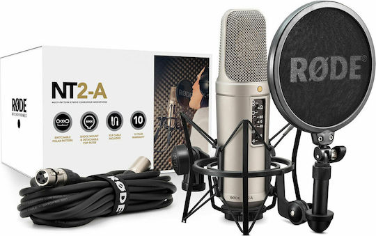 Rode NT2-A Σετ Πυκνωτικό Μικρόφωνο XLR Shock Mounted για Φωνητικά σε Χρυσό Χρώμα - Image 5