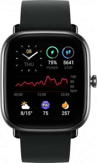 Amazfit GTS 2e Aluminium 43mm Αδιάβροχο Smartwatch με Παλμογράφο (Obsidian Black) - Image 2