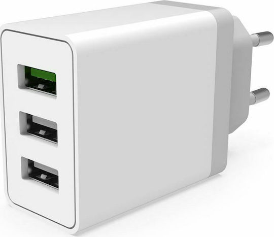 Krux Φορτιστής Χωρίς Καλώδιο με 3 Θύρες USB-A 30W Quick Charge 3.0 Λευκός (KRX0065) - Image 3
