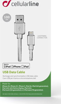 Cellular Line Regular USB to Lightning Cable Λευκό 1m (USBDATACMFIIPH5W) - Image 3