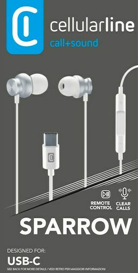 Cellular Line Sparrow In-ear Handsfree με Βύσμα USB-C Γκρι - Image 2
