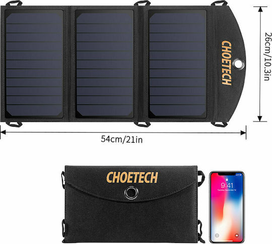Choetech SC001 Αναδιπλούμενος Ηλιακός Φορτιστής Φορητών Συσκευών 19W 5V με σύνδεση USB (SC001) - Image 6