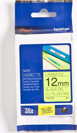Brother TZe-C31 Ταινία Ετικετογράφου 5m x 12mm σε Κίτρινο Χρώμα TZE-C31 - Image 2