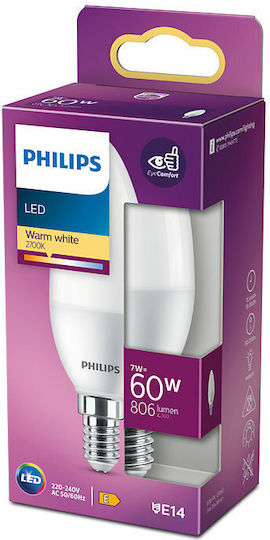 Philips Λάμπα LED 7W 114mm για Ντουί E14 Θερμό Λευκό 806lm 929002978655 - Image 2